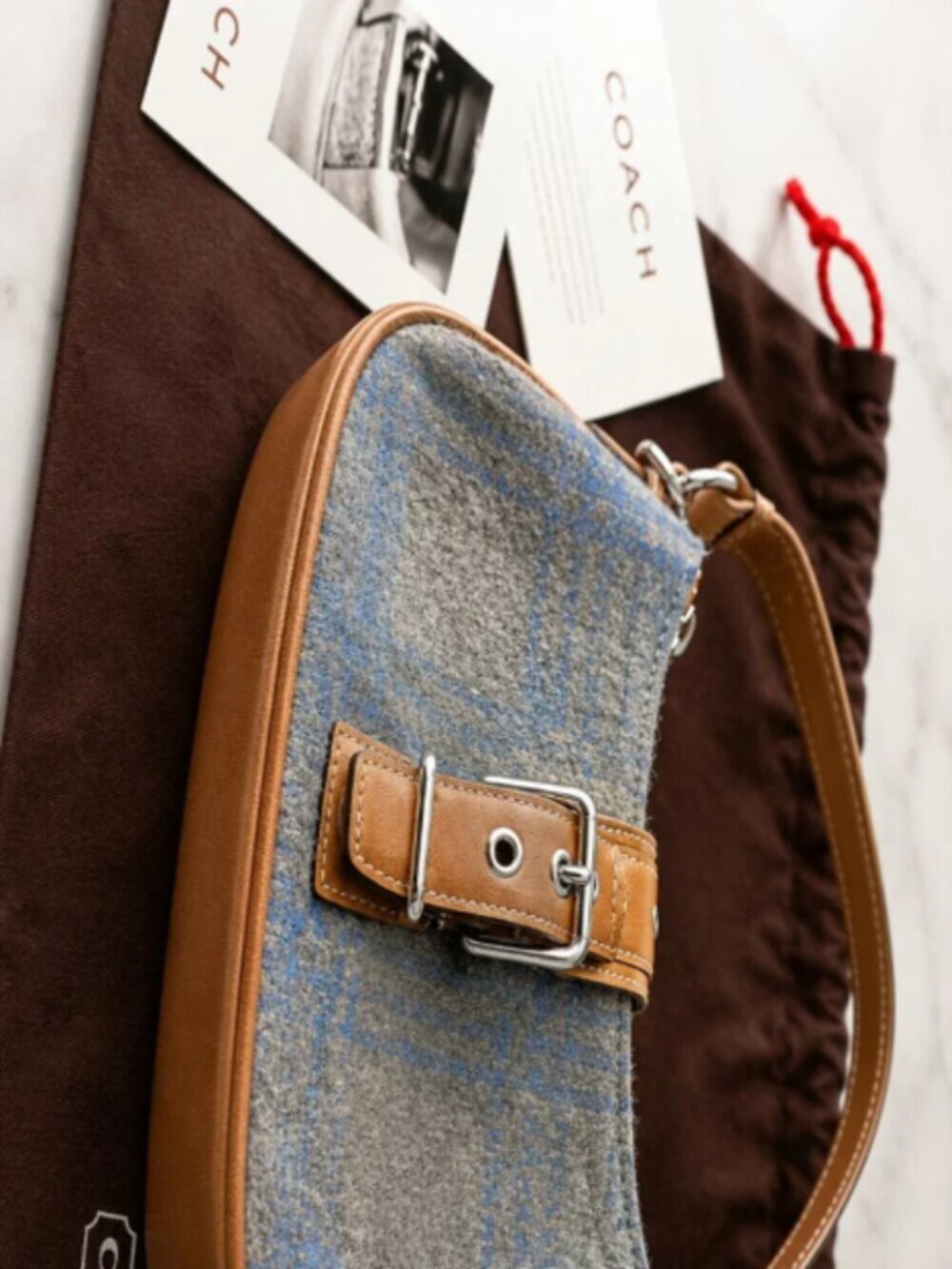 RARE VINTAGE COACH 2003 Blue & Gray Tweed Shoulder Bag β Style 7565 - Picture 6 of 6